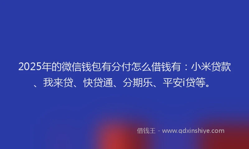 2025年的微信钱包有分付怎么借钱有：小米贷款、我来贷、快贷通、分期乐、平安i贷等。