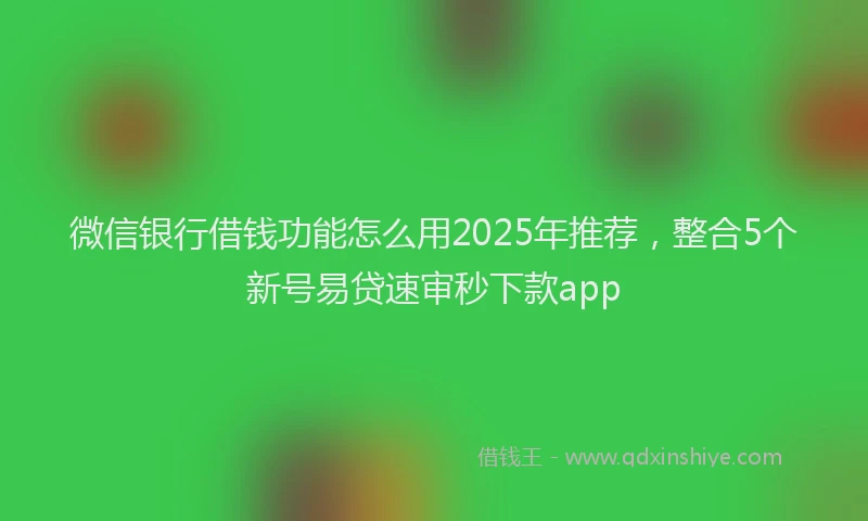 微信银行借钱功能怎么用2025年推荐，整合5个新号易贷速审秒下款app