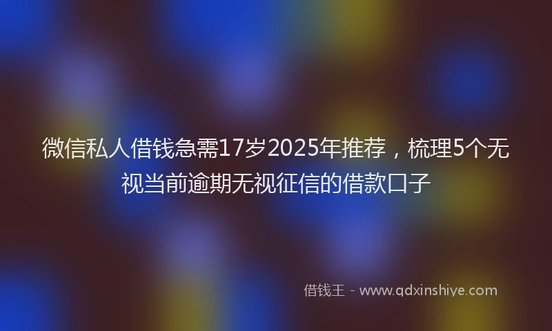 微信私人借钱急需17岁2025年推荐，梳理5个无视当前逾期无视征信的借款口子
