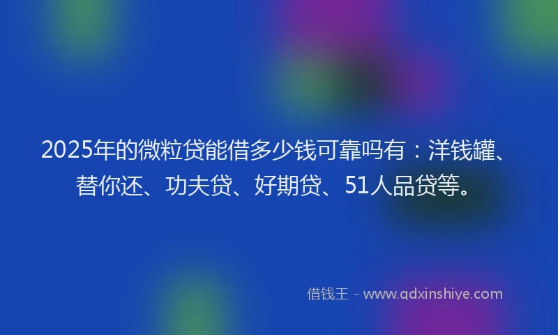 2025年的微粒贷能借多少钱可靠吗有：洋钱罐、替你还、功夫贷、好期贷、51人品贷等。