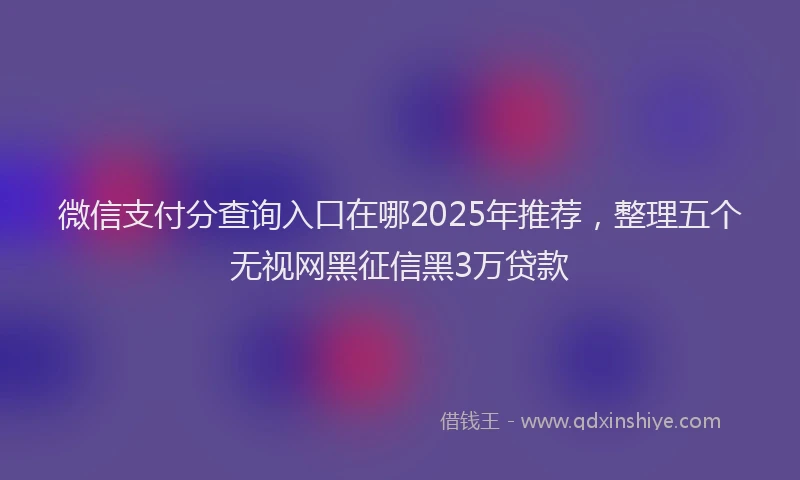 微信支付分查询入口在哪2025年推荐，整理五个无视网黑征信黑3万贷款