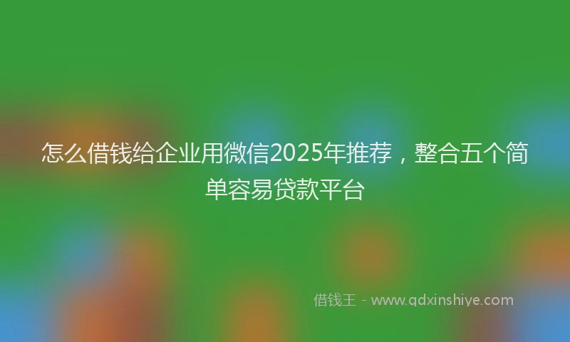 怎么借钱给企业用微信2025年推荐，整合五个简单容易贷款平台