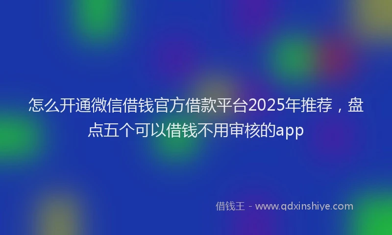 怎么开通微信借钱官方借款平台2025年推荐，盘点五个可以借钱不用审核的app
