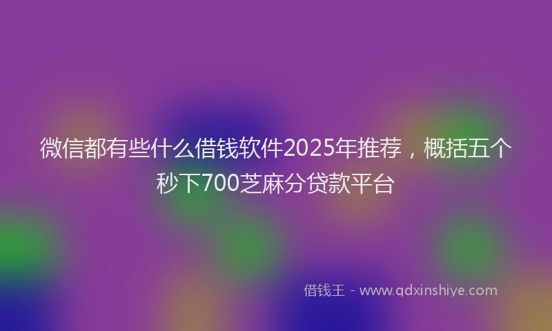 微信都有些什么借钱软件2025年推荐，概括五个秒下700芝麻分贷款平台