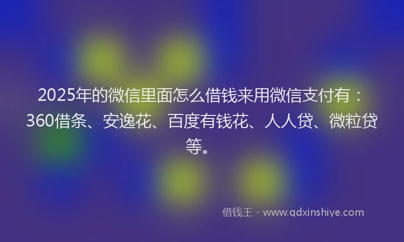 2025年的微信里面怎么借钱来用微信支付有：360借条、安逸花、百度有钱花、人人贷、微粒贷等。