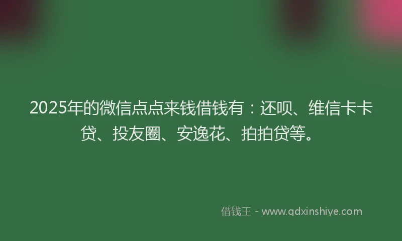 2025年的微信点点来钱借钱有：还呗、维信卡卡贷、投友圈、安逸花、拍拍贷等。