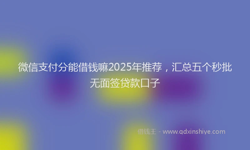 微信支付分能借钱嘛2025年推荐，汇总五个秒批无面签贷款口子