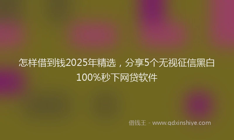 怎样借到钱2025年精选，分享5个无视征信黑白100%秒下网贷软件