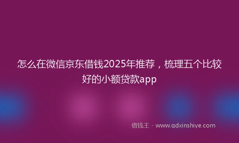 怎么在微信京东借钱2025年推荐，梳理五个比较好的小额贷款app