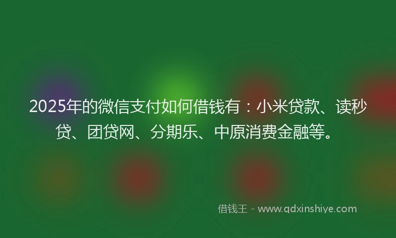 2025年的微信支付如何借钱有：小米贷款、读秒贷、团贷网、分期乐、中原消费金融等。