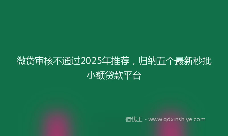 微贷审核不通过2025年推荐，归纳五个最新秒批小额贷款平台