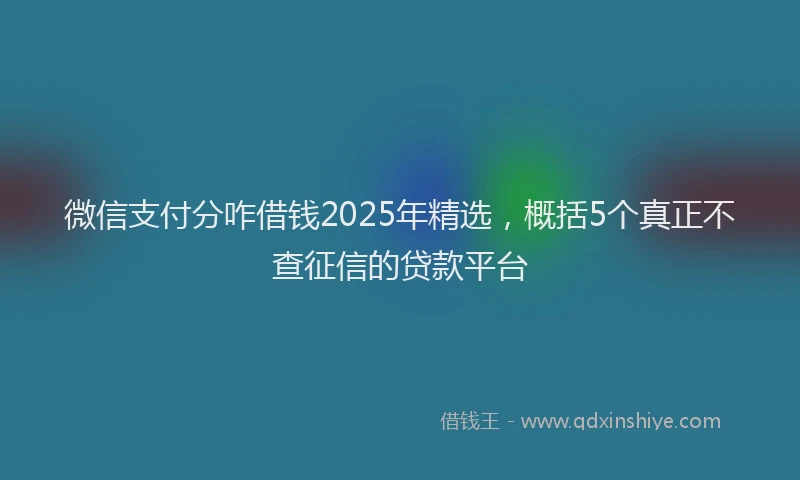 微信支付分咋借钱2025年精选，概括5个真正不查征信的贷款平台