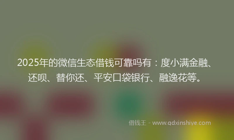 2025年的微信生态借钱可靠吗有：度小满金融、还呗、替你还、平安口袋银行、融逸花等。