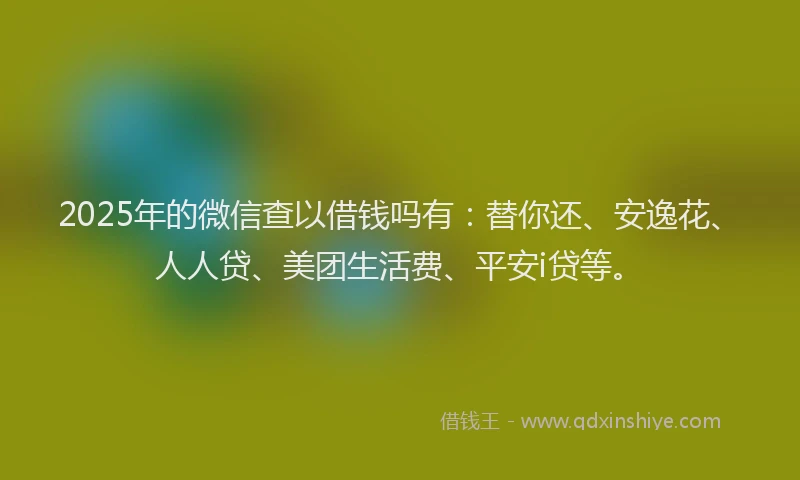 2025年的微信查以借钱吗有：替你还、安逸花、人人贷、美团生活费、平安i贷等。