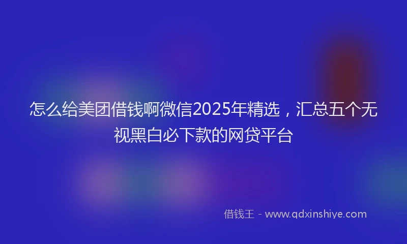 怎么给美团借钱啊微信2025年精选，汇总五个无视黑白必下款的网贷平台