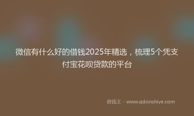 微信有什么好的借钱2025年精选，梳理5个凭支付宝花呗贷款的平台