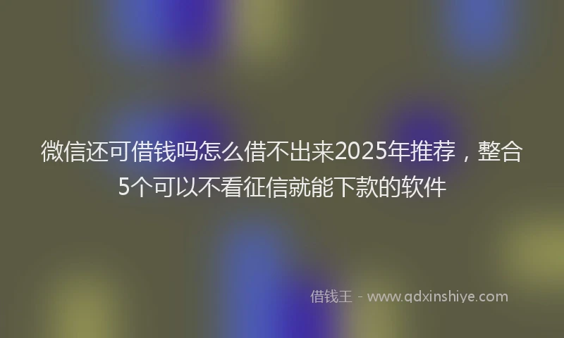 微信还可借钱吗怎么借不出来2025年推荐，整合5个可以不看征信就能下款的软件