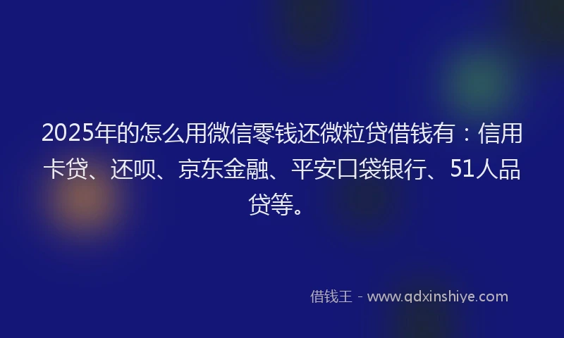 2025年的怎么用微信零钱还微粒贷借钱有：信用卡贷、还呗、京东金融、平安口袋银行、51人品贷等。