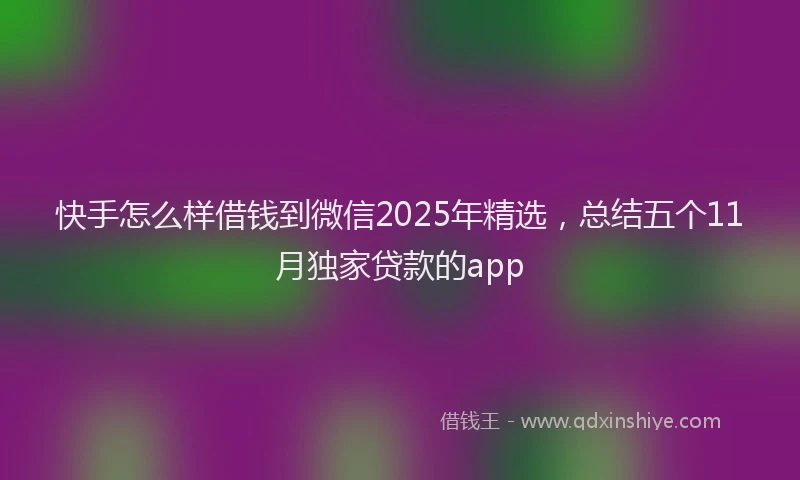 快手怎么样借钱到微信2025年精选，总结五个11月独家贷款的app