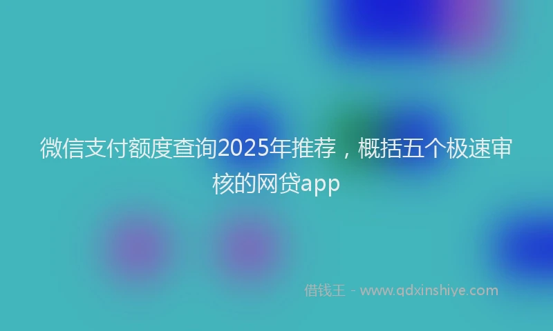 微信支付额度查询2025年推荐，概括五个极速审核的网贷app