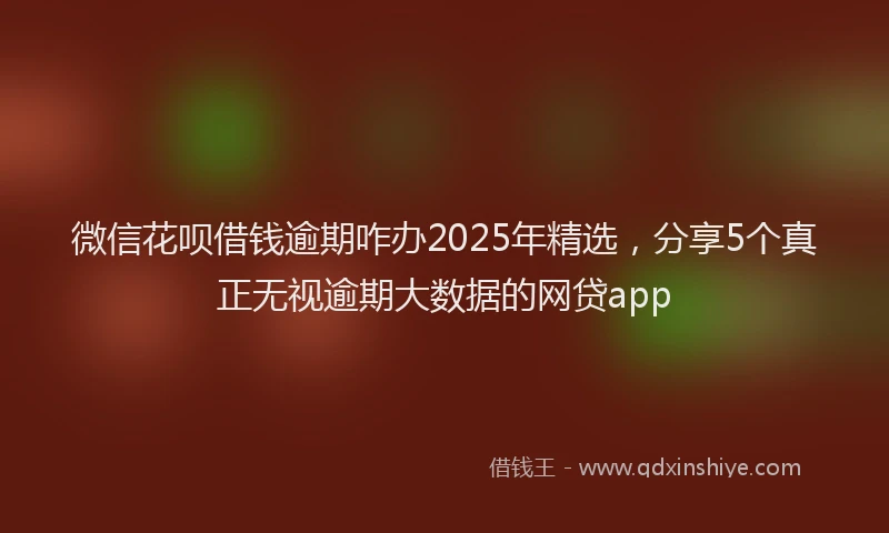 微信花呗借钱逾期咋办2025年精选，分享5个真正无视逾期大数据的网贷app