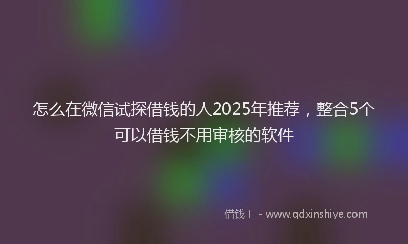 怎么在微信试探借钱的人2025年推荐，整合5个可以借钱不用审核的软件