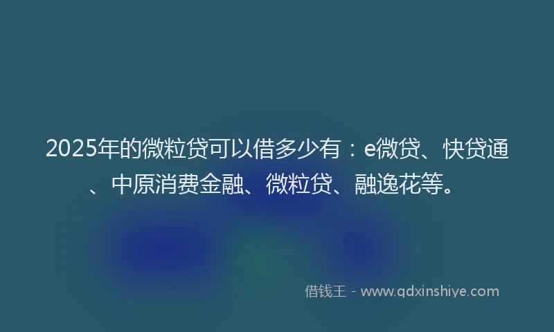 2025年的微粒贷可以借多少有：e微贷、快贷通、中原消费金融、微粒贷、融逸花等。