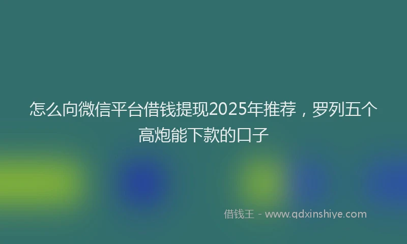 怎么向微信平台借钱提现2025年推荐，罗列五个高炮能下款的口子