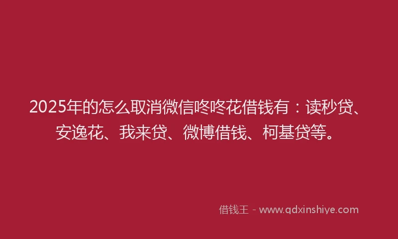 2025年的怎么取消微信咚咚花借钱有：读秒贷、安逸花、我来贷、微博借钱、柯基贷等。