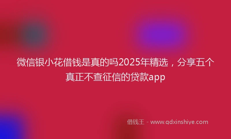 微信银小花借钱是真的吗2025年精选，分享五个真正不查征信的贷款app