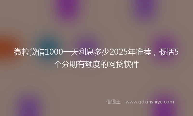 微粒贷借1000一天利息多少2025年推荐，概括5个分期有额度的网贷软件