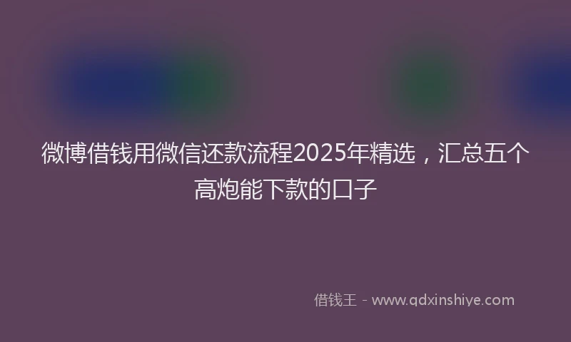 微博借钱用微信还款流程2025年精选，汇总五个高炮能下款的口子