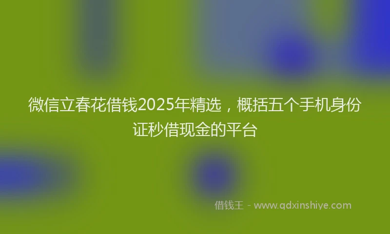 微信立春花借钱2025年精选，概括五个手机身份证秒借现金的平台