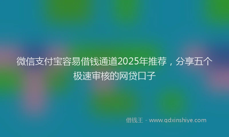 微信支付宝容易借钱通道2025年推荐，分享五个极速审核的网贷口子