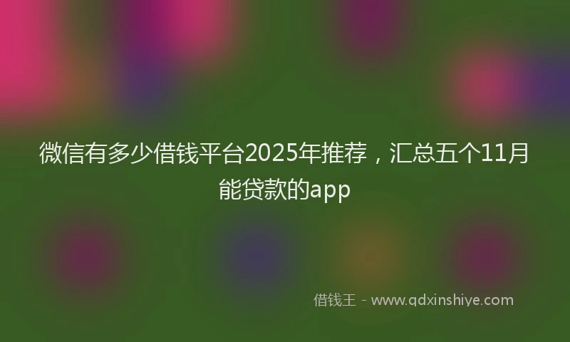 微信有多少借钱平台2025年推荐，汇总五个11月能贷款的app