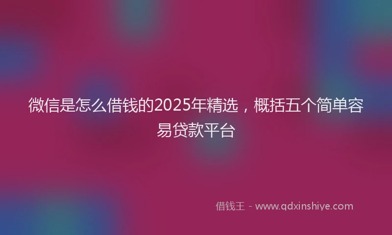 微信是怎么借钱的2025年精选，概括五个简单容易贷款平台