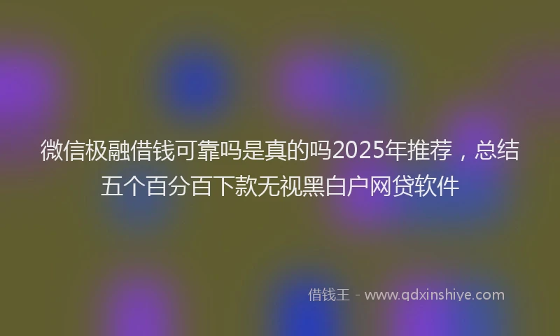微信极融借钱可靠吗是真的吗2025年推荐，总结五个百分百下款无视黑白户网贷软件