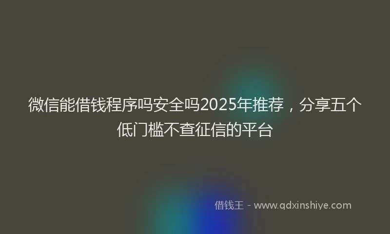 微信能借钱程序吗安全吗2025年推荐，分享五个低门槛不查征信的平台