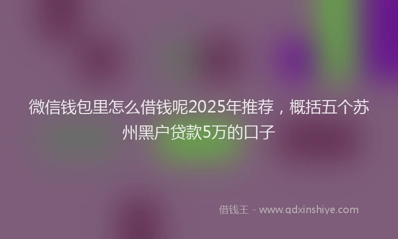 微信钱包里怎么借钱呢2025年推荐，概括五个苏州黑户贷款5万的口子