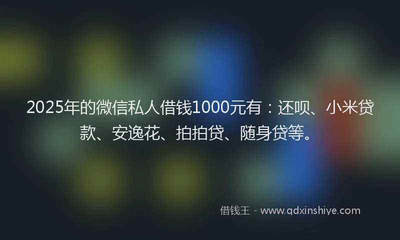 2025年的微信私人借钱1000元有：还呗、小米贷款、安逸花、拍拍贷、随身贷等。