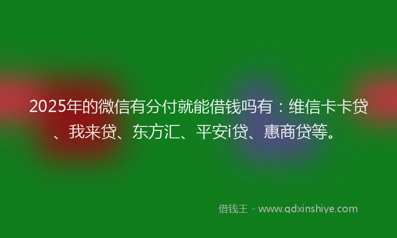 2025年的微信有分付就能借钱吗有：维信卡卡贷、我来贷、东方汇、平安i贷、惠商贷等。