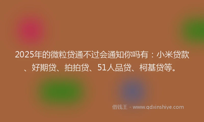 2025年的微粒贷通不过会通知你吗有：小米贷款、好期贷、拍拍贷、51人品贷、柯基贷等。