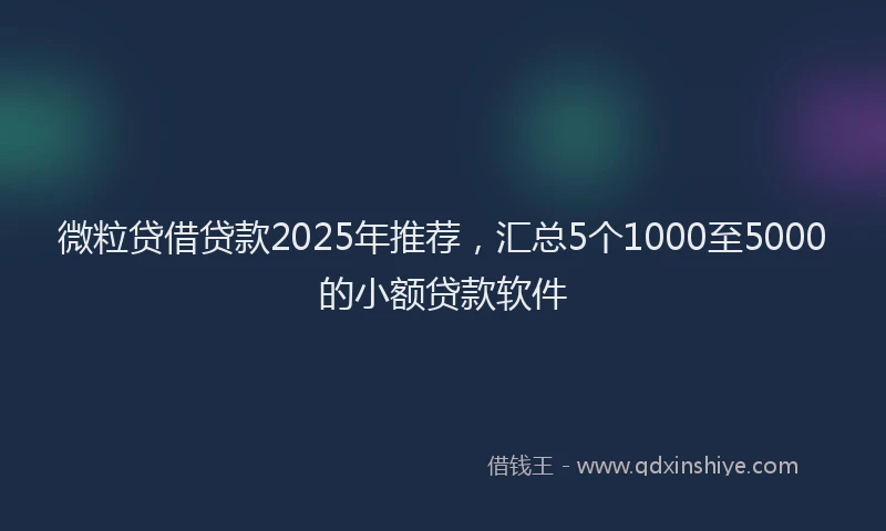 微粒贷借贷款2025年推荐，汇总5个1000至5000的小额贷款软件