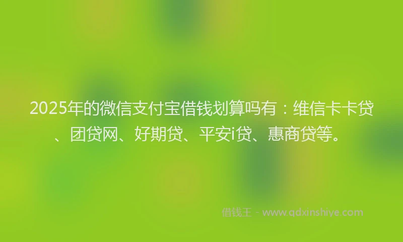 2025年的微信支付宝借钱划算吗有：维信卡卡贷、团贷网、好期贷、平安i贷、惠商贷等。