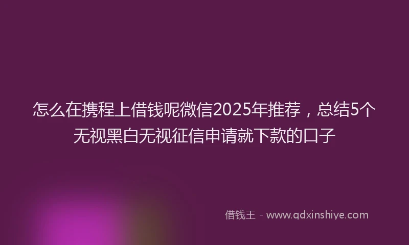 怎么在携程上借钱呢微信2025年推荐，总结5个无视黑白无视征信申请就下款的口子