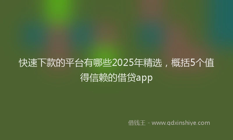 快速下款的平台有哪些2025年精选，概括5个值得信赖的借贷app