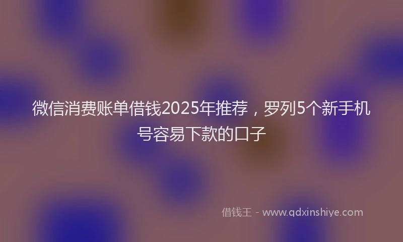 微信消费账单借钱2025年推荐，罗列5个新手机号容易下款的口子