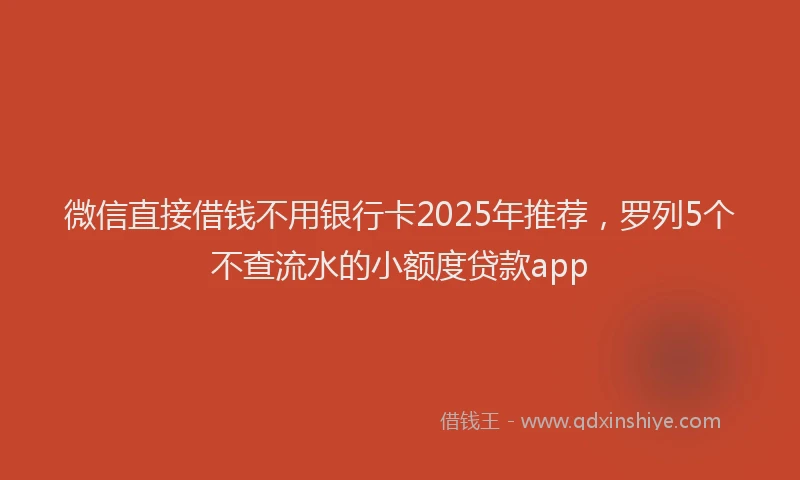 微信直接借钱不用银行卡2025年推荐，罗列5个不查流水的小额度贷款app