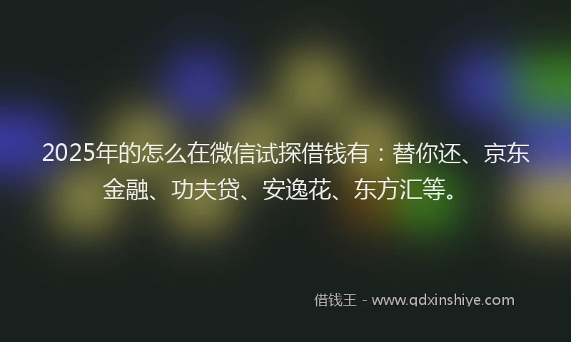 2025年的怎么在微信试探借钱有：替你还、京东金融、功夫贷、安逸花、东方汇等。