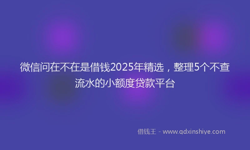 微信问在不在是借钱2025年精选，整理5个不查流水的小额度贷款平台